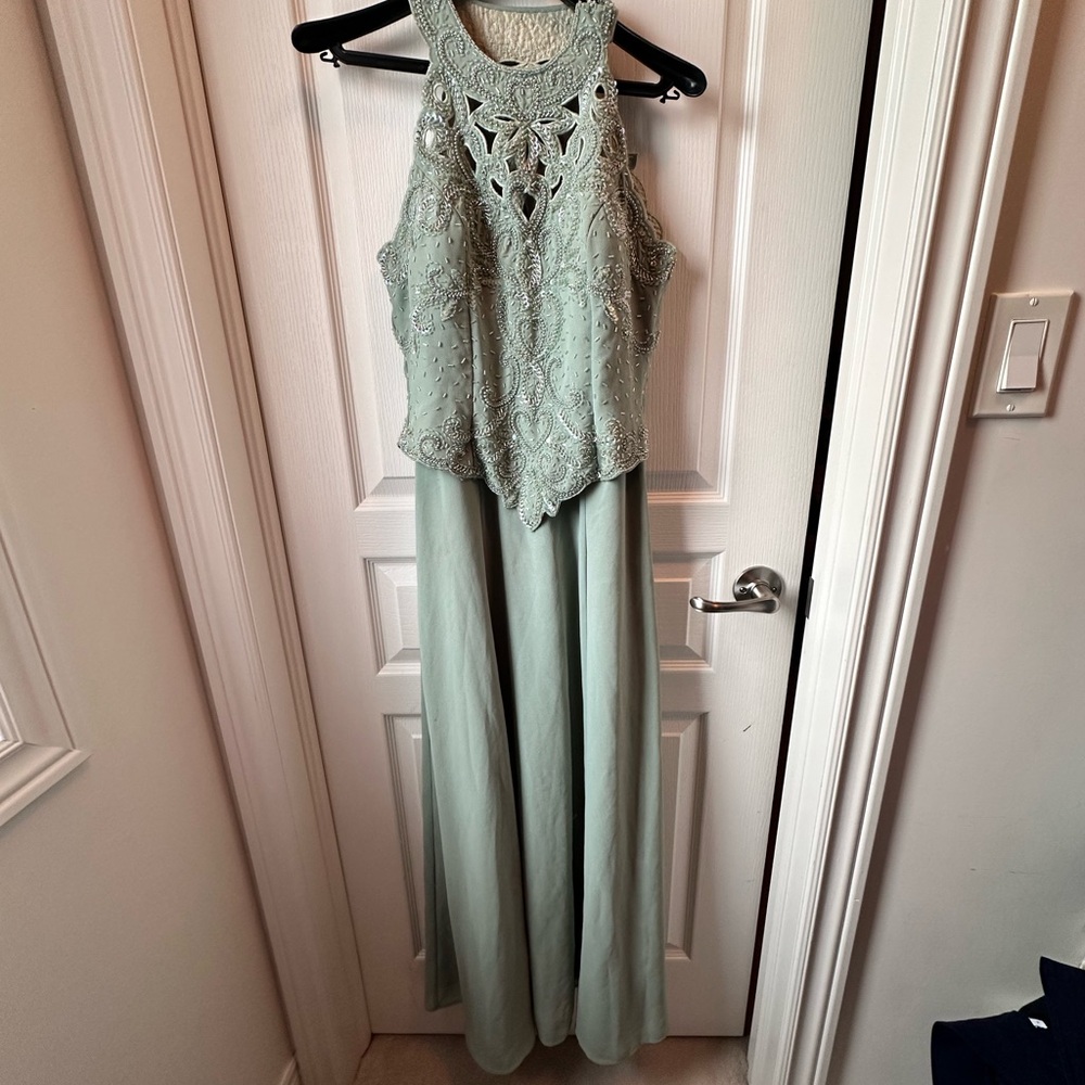 Elegant Mint Green Beaded Dress